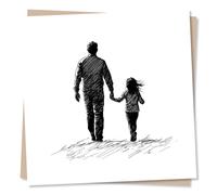 Grief or Sympathy Card for the Loss of A Father, Dad - Walking Together, Simple - His Love Will Never Leave You - For a Daughter