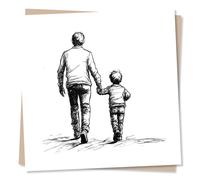 Grief or Sympathy Card for the Loss of A Father, Dad - Walking Together, Simple - His Love Will Never Leave You - For a Son