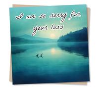 Grief or Sympathy Card for the Loss of A Loved One - Beautiful, Birds, Blue Lake, Sunset - I Am So Sorry For Your Loss - For a Daughter, Son, Child, Grandchild, Husband, Wife, Best Friend