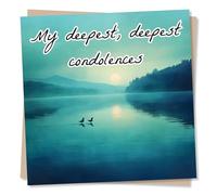 Grief or Sympathy Card for the Loss of A Loved One - Beautiful, Birds, Blue Lake, Sunset - My Deepest Deepest Condolences - For a Daughter, Son, Child, Grandchild, Husband, Wife, Best Friend