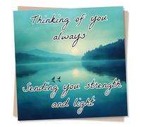 Grief or Sympathy Card for the Loss of A Loved One - Beautiful, Birds, Blue Lake, Sunset - Thinking Of You - For a Daughter, Son, Child, Grandchild, Husband, Wife, Best Friend