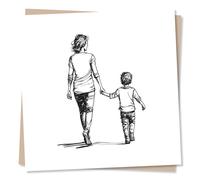 Grief or Sympathy Card for the Loss of A Mother, Mum - Walking Together, Simple - Her Love Will Never Leave You - For a Son