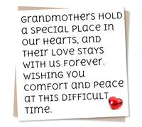 Grief or Sympathy Card for the Loss of Grandmother, Grandma - Simple, Red Heart - Grandmothers Hold A Special Place In Our Hearts - For a Granddaughter, Grandson, Grandchild