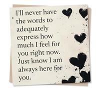 Grief or Sympathy Card for the Loss of Loved One - Black Hearts - I’ll Never Have The Words - For a Daughter, Son, Child, Grandchild, Best Friend, Partner, Relative, Colleague, Special Someone