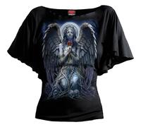 GRIEVING ANGEL - Boat Neck Bat Sleeve Top Black