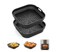 GRIFEMA 2 Pack Silicone Air Fryer Liner for Ninja,Tower, COSORI 5-8 L Air Fryer - Kitchen Accessories Replacement for Disposable Parchment Paper Liner - BPA-Free, Reusable, Dishwasher Safety