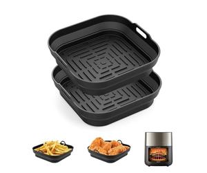 GRIFEMA 2 Pack Silicone Air Fryer Liner for Ninja,Tower, COSORI 5-8 L Air Fryer - Kitchen Accessories Replacement for Disposable Parchment Paper Liner - BPA-Free, Reusable, Dishwasher Safety