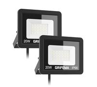 GRIFEMA 20W LED Floodlight Outdoor, 2200LM, 6500K Cool White, IP66 Waterproof, Adjustable 180° Bracket, Security Lighting for Garden, Garage, Yard, Pack of 2
