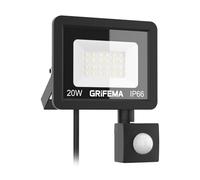GRIFEMA 20W LED Security Lights Outdoor with Motion Sensor, 2200LM, 6500K Cool White, IP66 Waterproof, Adjustable 180° Bracket for Garden, Garage, Yard & Security Lighting, No Plug