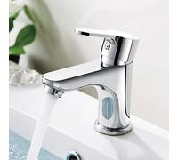 GRIFEMA Bathroom Basin Mixer Tap - Single Lever Tap Hot and Cold Mixer, Brass Faucet with G3/8” Flexible Hoses, Chrome Finish - Durable Bathroom Sink Tap Easy Install for UK Bathrooms