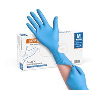 GRIFEMA Blue Nitrile Gloves Medium, Disposable, Powder Free & Latex Free, Examination Gloves for Medical, Laboratory, Food Safe & Cleaning Use - 100 Pack