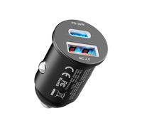 GRIFEMA Car Charger 30W, Dual Port Cigarette Lighter USB Charger with 30W PD USB-C and 18W QC 3.0 USB-A, Fast Car Charger for iPhone 16 15 14 13 Pro, Samsung Galaxy, iPad, Aluminium Housing