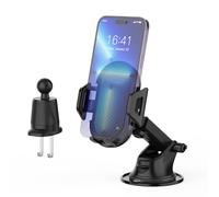 GRIFEMA Car Phone Holder for Dashboard, Windscreen or Vent, with Suction Cup and Vent Clip, Adjustable Arm and 360° Rotating, One-Touch Release, Fits 4-7.2 Inch Phones Including iPhone Samsung Pixel