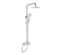 GRIFEMA COLUMNAS-G7002 Wall Mounted Thermostatic Shower System Round Shower Mixer Tap Set with Thermostat, 1/2 Inch Hose Pipe, Chrome