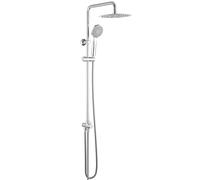 GRIFEMA COLUMNAS-G7005 Modern Chrome Shower Riser Rail Mixer, Round Bathroom Shower Tap System with Stainless Hose Pipe, Shower Head and ABS Handheld Shower, 1/2 Inch Hose Pipe, Chrome