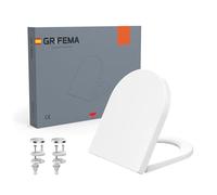 GRIFEMA D Shaped Soft Close Toilet Seat, Mute Toilet Seats Cover Heavy Duty Urea-Formaldehyde Anti-Bacterial, One-Button Quick Release, Hassle-Free Cleaning, Weight Capacity 150KG, 46.4*5*35.9cm White