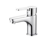 GRIFEMA Bathroom Basin Tap Single Lever Brass Basin Mixer, Hot & Cold Water Control, G3/8 Inch Hoses for Washroom, Brass, Chrome, G11003