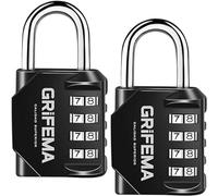 GRIFEMA GA1001 Combination Padlock, 4 Digit Coded Zinc Alloy Heavy Duty Locker Lock 2 Pack Weatherproof Padlock for School & Gym Locker,Fence, Garage, Gate, Storage Case, Toolbox & Shed, Black