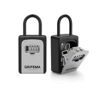 GRIFEMA GA1004 Key Safe, Portable Lock Box for Outdoor with Removable Shackle, 4 Digit Combination with Slide Cover, Hanging & Wall Mounted Key Storage Lock Box for Home Warehouse Office Garage, Gray