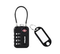 GRIFEMA GA1008 TSA Approved 4-Digit Combination Luggage Lock, Secure Travel Lock with Steel Cable for Suitcases, Backpacks, Gym Lockers - Black