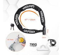 GRIFEMA GA1201-12 Bike Locks High Security with 2 Keys, Bike Chain Lock Heavy Duty, 120cm Bicycle/Cycling Locks for Bik