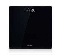 GRIFEMA GA2001-28 Digital Bathroom Scale with Large LED Display, 5 mm Tempered Glass Platform, 180 kg / 400 lb, 28 x28 cm, Slim Design, Black