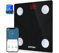 GRIFEMA GA2001 Weighing Scales for Body Weight and Fat, Digital Bathroom Scales, Weight Scales, High Precision Measuring for BMI, Muscle, Body Age etc, Sync App, Black - Pack of 1