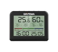 GRIFEMA GA2901B, Digital Hygrometer Indoor Thermometer, Humidity Meter with Backlight, Max/Min Recording, Clock/Date Display, Ideal for Home/Greenhouse, Black