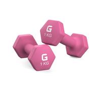 GRIFEMA GA5006-1 Dumbbells 1kg Set of 2 - Hex Neoprene Anti-Roll Pink