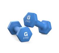 GRIFEMA GA5006-2 Dumbbells 2kg Set of 2 - Hex Neoprene Anti-Roll Lt Blue