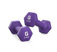 GRIFEMA GA5006-3 Dumbbells 3kg Set of 2 - Hex Neoprene Anti-Roll Purple