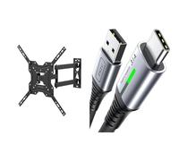 GRIFEMA GB1004 Swivel TV Wall Bracket, for 26-55 inch Screens, for Flat & Curved TV up to 30KG, Tilt, VESA Mount 75x75MM to 400X400MM,Black & INIU USB C Charger Cable, Type C Cable Fast Charging