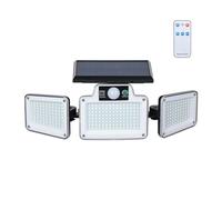 GRIFEMA GD202 Solar Security Lights Outdoor Motion Sensor, Solar Floodlights Outdoor Garden, 3 Adjustable Heads, 280 LED, 3 Remote Modes, IP65 Waterproof for Yard Garage Pathway