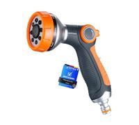 GRIFEMA GE1303 Garden Hose Pipe Spray Gun, 8 Adjustable Patterns Nozzles, High Pressure Garden Sprayer For Lawn & Garden Watering Equipment, Orange/Black