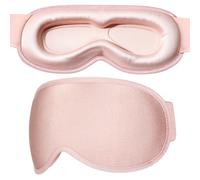 GRIFEMA GH03-1 Sleep Mask, 3D Eye Space, Light Blocking, Pressure-Free Fit, Adjustable Hook-and-Loop Strap, Breathable Fabric, Home and Travel, Unisex, Pink
