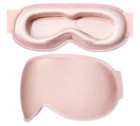 GRIFEMA GH03-1 Sleep Mask Silk - 3D Eye Space, Light Blocking, Pressure-Free Fit, Adjustable Velcro Strap, Breathable Fabric, Home and Travel, Unisex, Pink