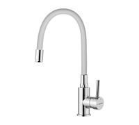 GRIFEMA GRIFERÍA DE COCINA-G4002-3 White Kitchen Sink Mixer Tap with Flexible Universal Swivel Spout Spout, Chrome