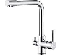 GRIFEMA GRIFERÍA DE COCINA-G4003 3 in1 Kitchen Mixer Tap with Drinking Filtered Water Outlet, Dual Lever Water Sink Tap, 3/8 Inch Hose, Chrome