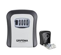 GRIFEMA Key Safe Wall Mounted, Lock Box Outdoor 4 Digit Combination, Heavy Duty Waterproof Key Cabinet for Home Garage School Airbnb GA1003-1, Gray, External dimensions: 115x95x40mm