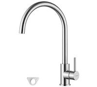 GRIFEMA Kitchen Sink Taps Mixer, Stainless Steel Chrome Single Lever Tap | Kitchen Mixer Taps High Arc 360° Swivel 1 Hole Faucet, Hot & Cold Water, Classic Design, UK Standard