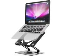 GRIFEMA Laptop Stand for Desk, Foldable Laptop Riser with 360° Swivel Base, Adjustable Height & Angle, Ventilated Computer Stand Compatible with MacBook Air/Pro, Dell, and 11-17.3" Laptops - Black