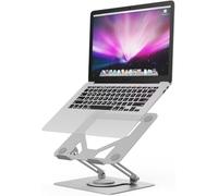 GRIFEMA Laptop Stand for Desk, Foldable Laptop Riser with 360° Swivel Base, Adjustable Height & Angle, Ventilated Computer Stand Compatible with MacBook Air/Pro, Dell, and 11-17.3" Laptops - Silver