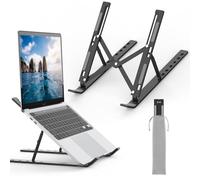 GRIFEMA Laptop Stand for Desk, Aluminum Laptop Riser 7-Angle Adjustable | Portable & Foldable Laptop Holder with Carry Bag, Ventilated Ergonomic Computer Stand for 10-15.6" Laptops, Tablets -Black