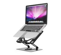 GRIFEMA Laptop Stand for Desk, Foldable Laptop Riser with 360° Swivel Base, Adjustable Height & Angle, Ventilated Computer Stand Compatible with MacBook Air/Pro, Dell, and 11-17.3" Laptops - Black