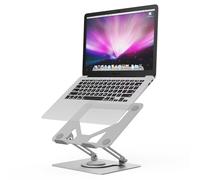 GRIFEMA Laptop Stand for Desk, Foldable Laptop Riser with 360° Swivel Base, Adjustable Height & Angle, Ventilated Computer Stand Compatible with MacBook Air/Pro, Dell, and 11-17.3" Laptops - Silver