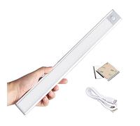 GRIFEMA Motion Sensor Light Indoor, Magnetic USB Rechargeable, Under Cupboard Kitchen Light, Stick-On for Wardrobe, Stair or Shed, 72 LED, 3 Modes, 40CM [Energy Class A], Silver