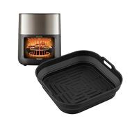 GRIFEMA silicone air fryer liner - Set of 2 Reusable Airfryer Silicone Liners - Replacement for Disposable Parchment Paper Liners - BPA Free, Dishwasher Safe, 8 inch, 5-8L, Square