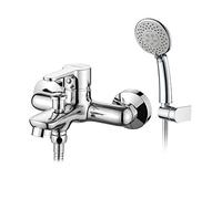 GRIFEMA Single Lever Bath/Tub/Shower Mixer Tap with 1.5m Stainless Steel Hose Pipe, Wall Mounted Shower Bracket and Handshower, 3/8 Inch Hose, Chrome, G13003