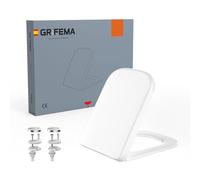 GRIFEMA Square Toilet Seat Soft Close, Premium Urea-Formaldehyde Anti Bacterial & Non Yellowing, Ceramic-Like High-Gloss, Heavy Duty Toilet Seats Quick Release Easy Cleaning, White [Amazon Exclusive]