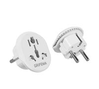 GRIFEMA UK to European Plug Adaptor 2 Pack 4000W | UK 3 Pin to EU 2 Pin Travel Adapter for Type C, E and F Schuko Sockets in France, Spain and Germany
